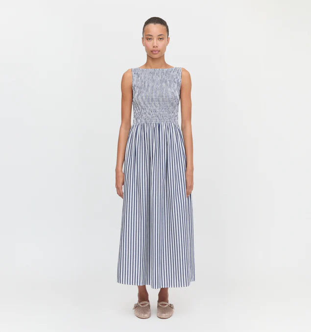 Women’s Smocked Midi Dress – Elegant Sleeveless Summer Dress