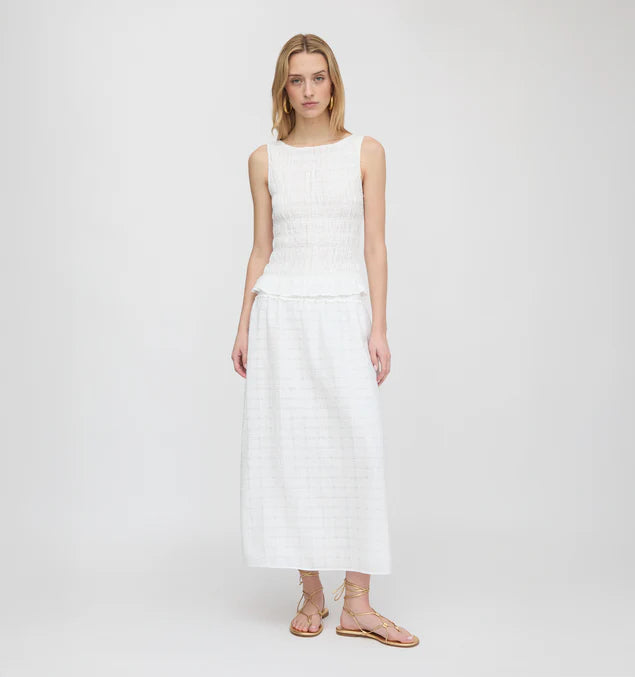 Women’s Smocked Top & Pleated Midi Skirt Set