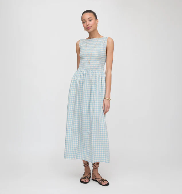 Women’s Smocked Midi Dress – Elegant Sleeveless Summer Dress