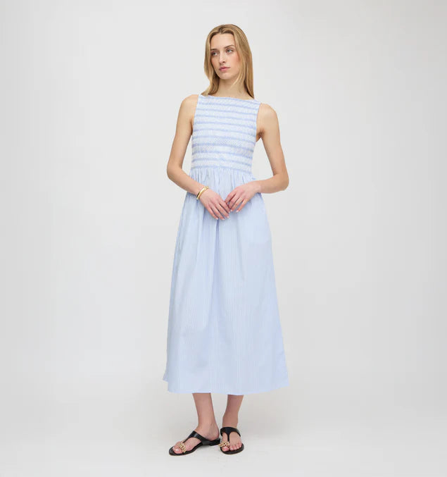 Women’s Smocked Midi Dress – Elegant Sleeveless Summer Dress
