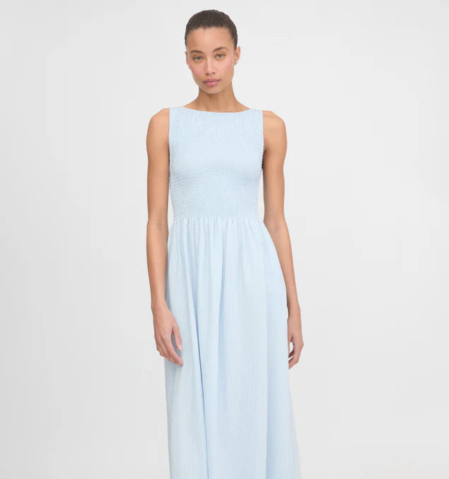 Women’s Smocked Midi Dress – Elegant Sleeveless Summer Dress