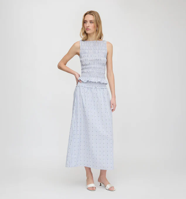 Women’s Smocked Top & Pleated Midi Skirt Set