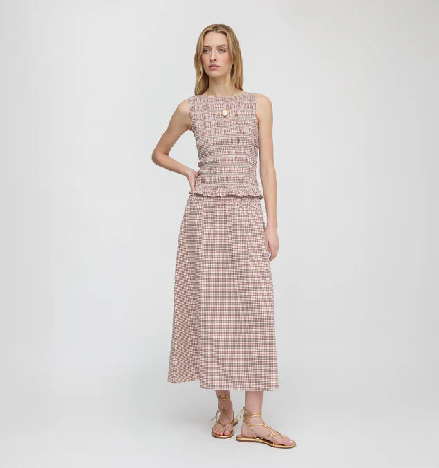 Women’s Smocked Top & Pleated Midi Skirt Set