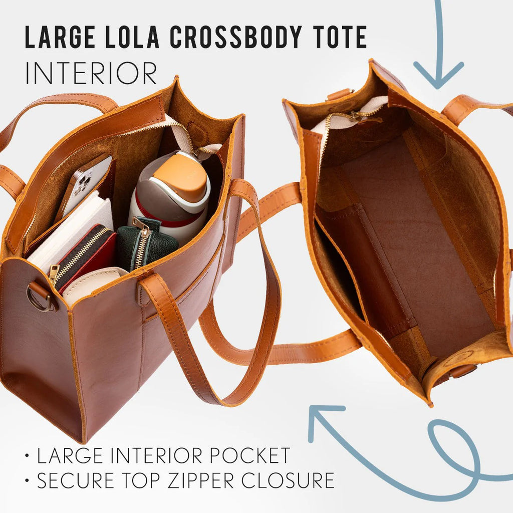 Lola Light Luxury Vintage Genuine Leather Tote Bag | Large Capacity Shoulder and Crossbody Bag