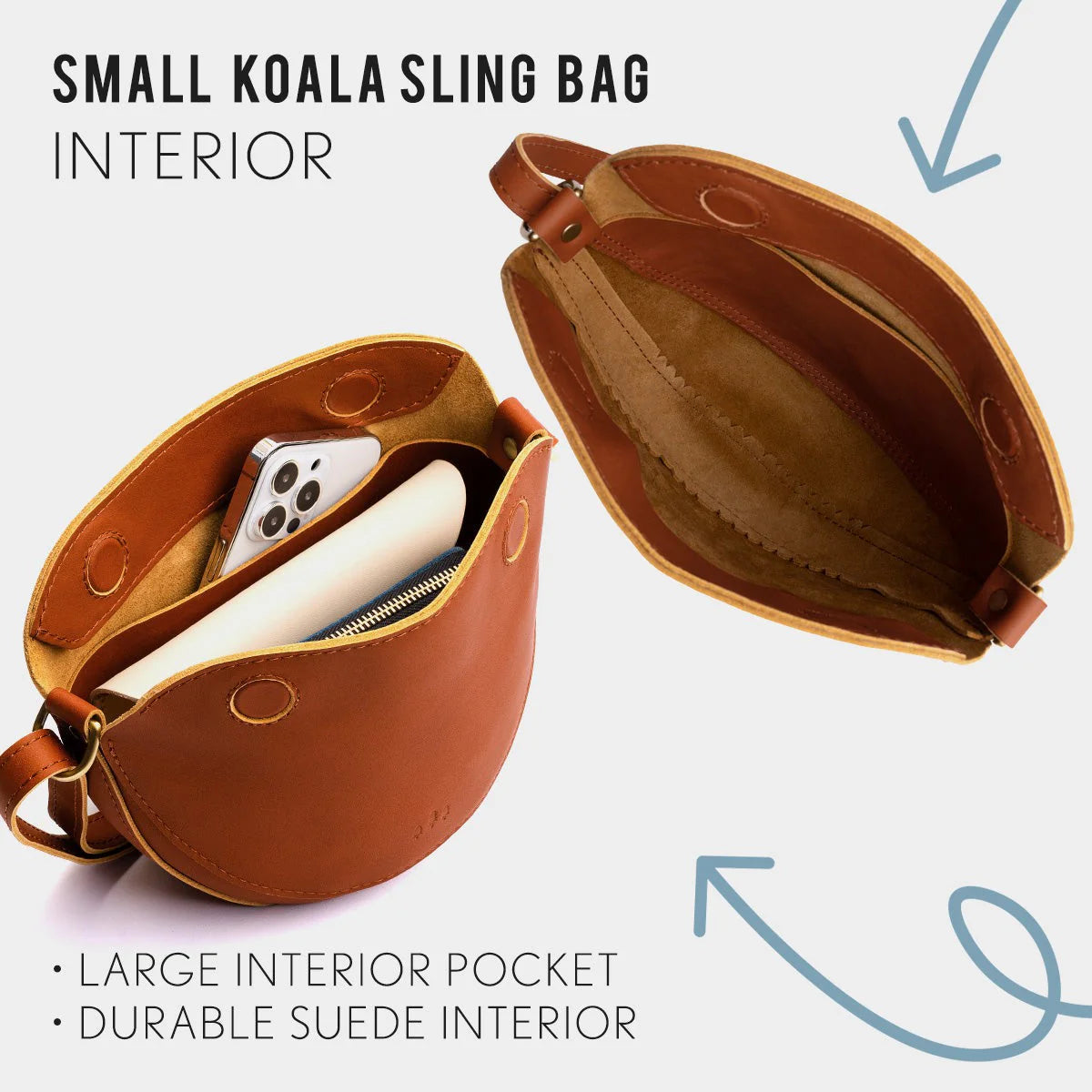 Women’s Leather Sling Bag – Minimalist Crescent Crossbody Bag