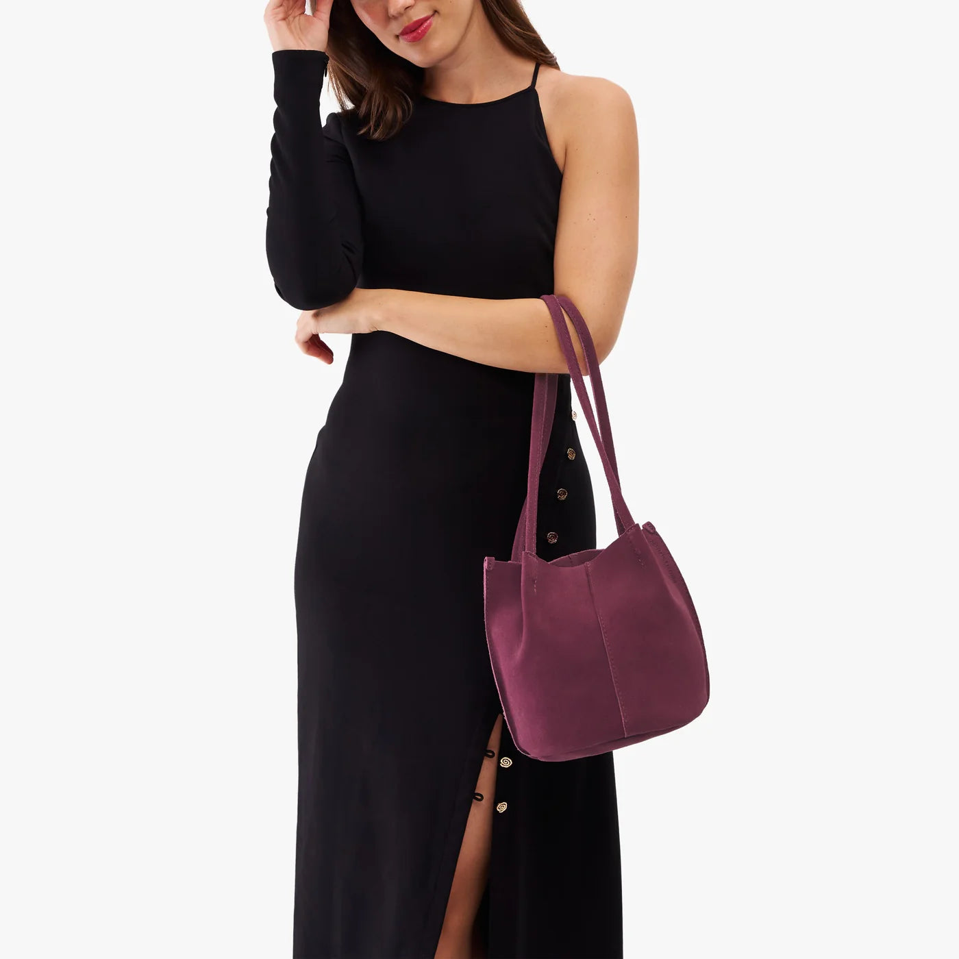 Classic Leather Bucket Bag for Women – Lightweight Shoulder Tote Purse, Everyday Leather Handbag with Spacious Interior