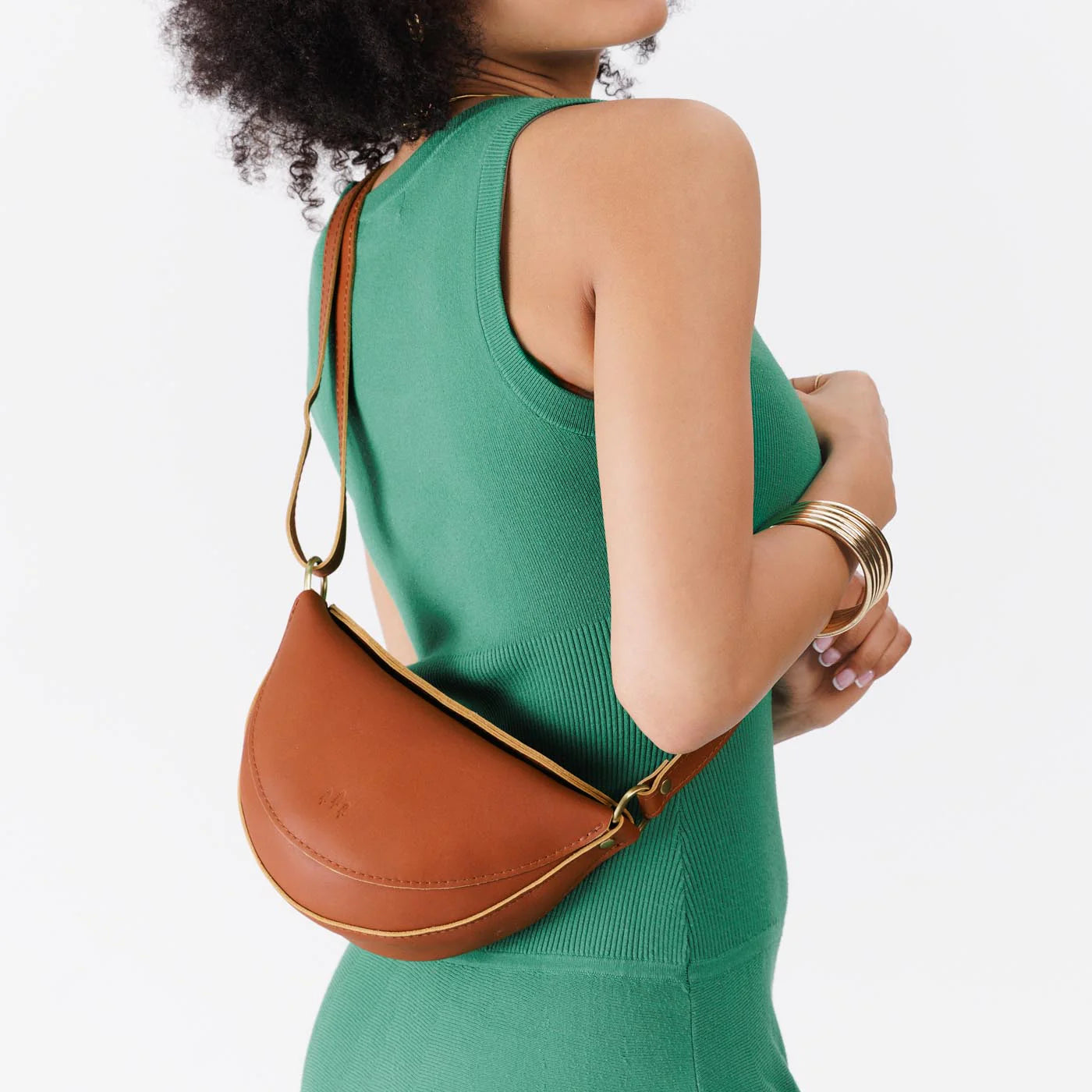 Women’s Leather Sling Bag – Minimalist Crescent Crossbody Bag